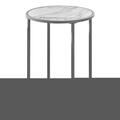 Daphnes Dinnette 18.25 x 18.25 x 24 in. Accent Table - White Marble-Look - Silver Metal DA3070850